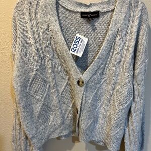 August Silk Women's Gray Cable Knit Sweater